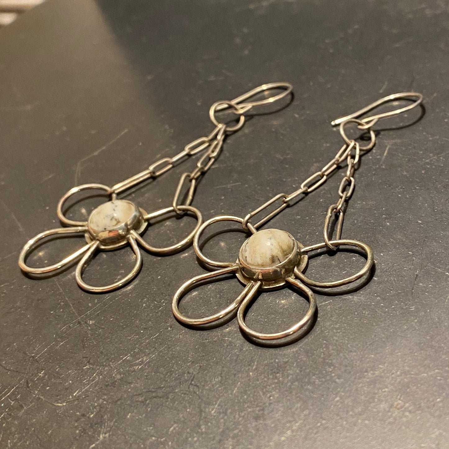 White Buffalo Petal Earrings