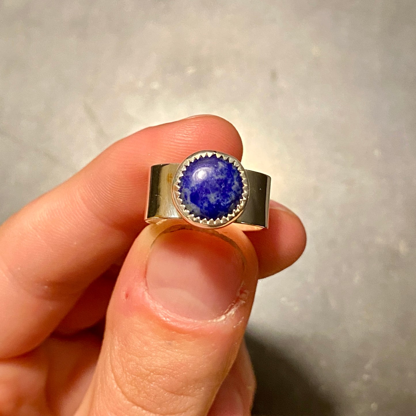 Lapis Button Ring