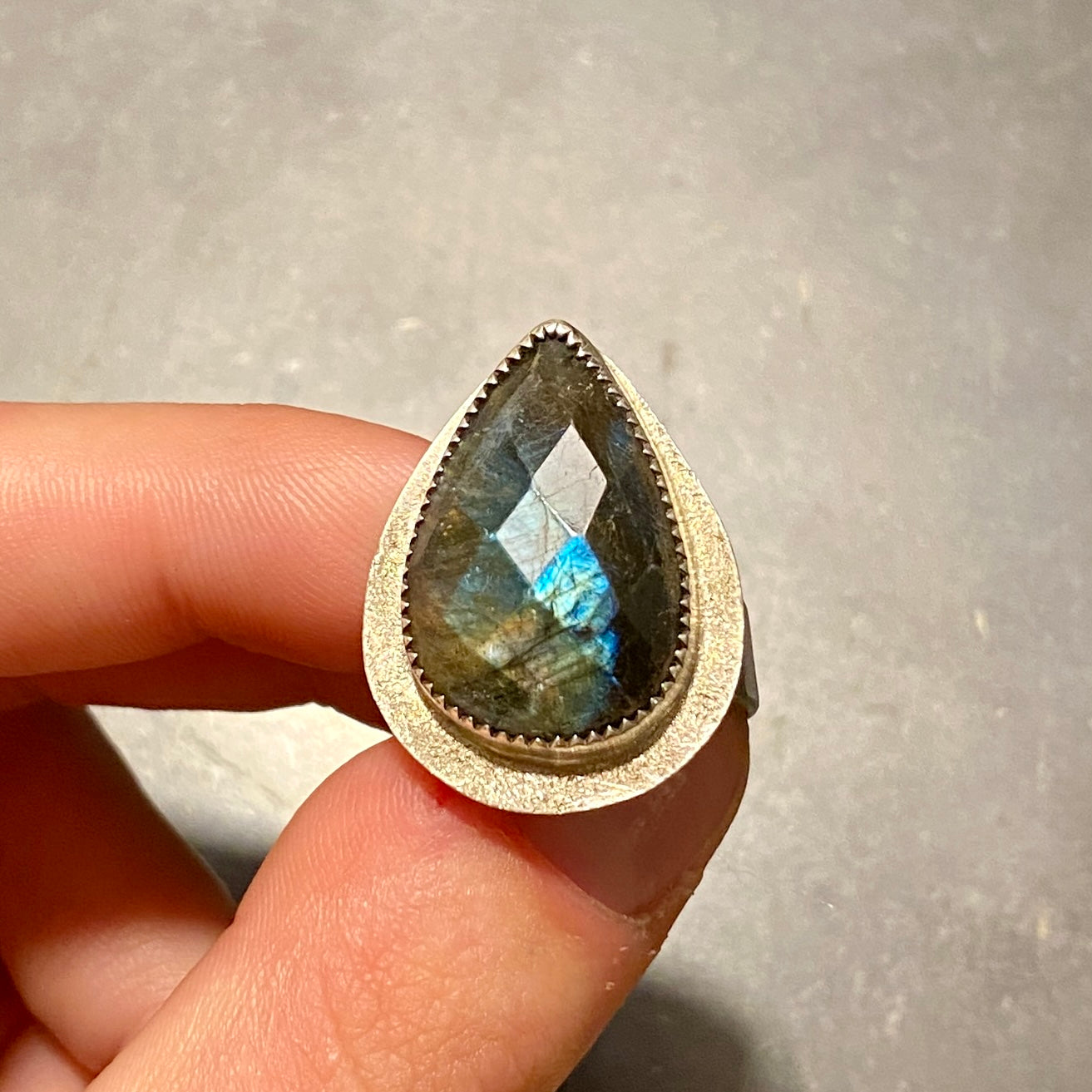 Labradorite Textured Ring