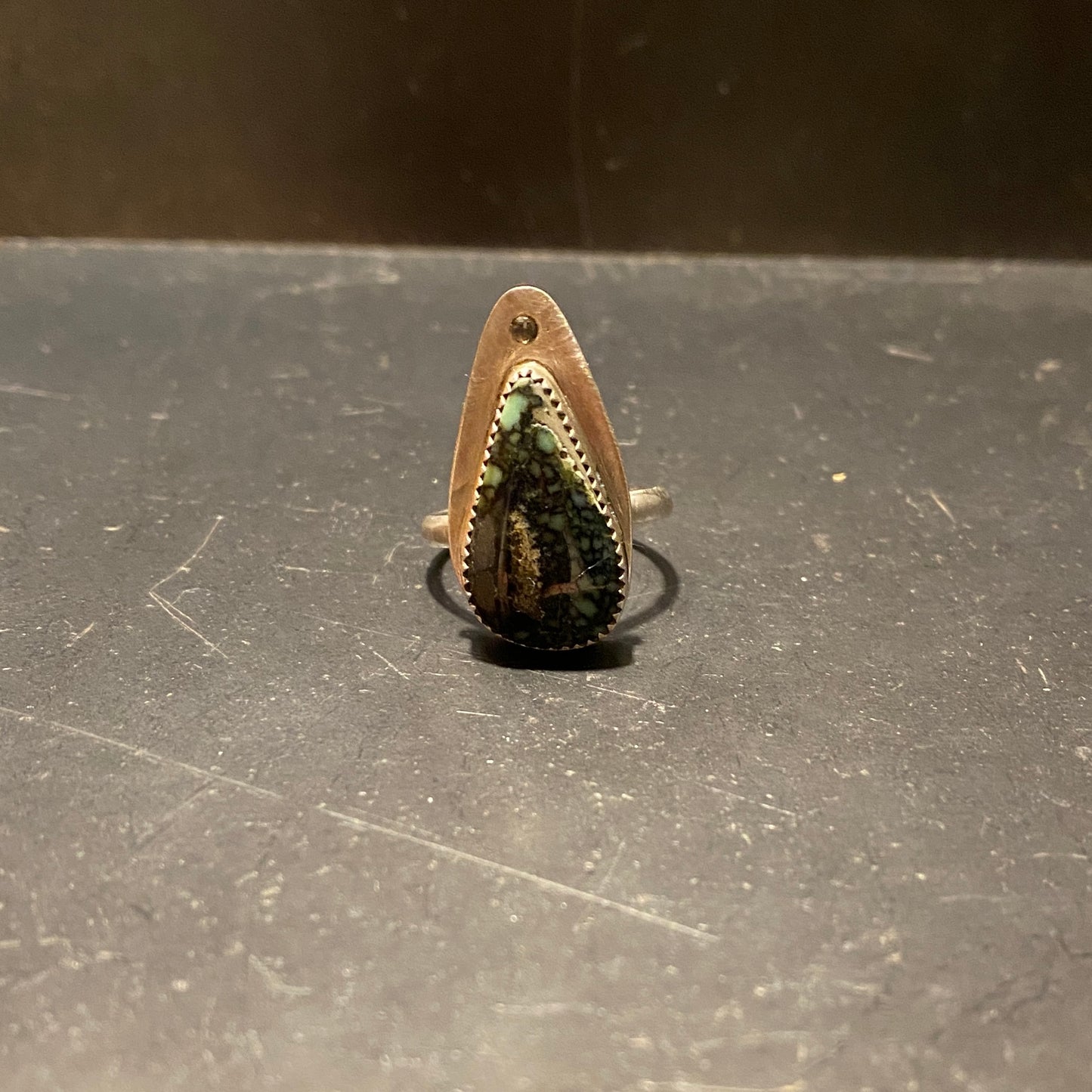 Varscite and Smoky Quartz Ring