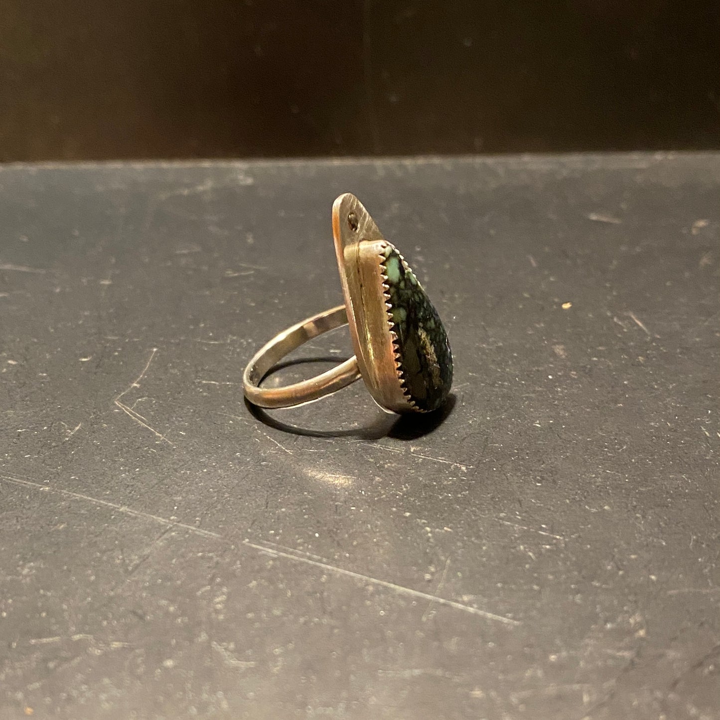 Varscite and Smoky Quartz Ring