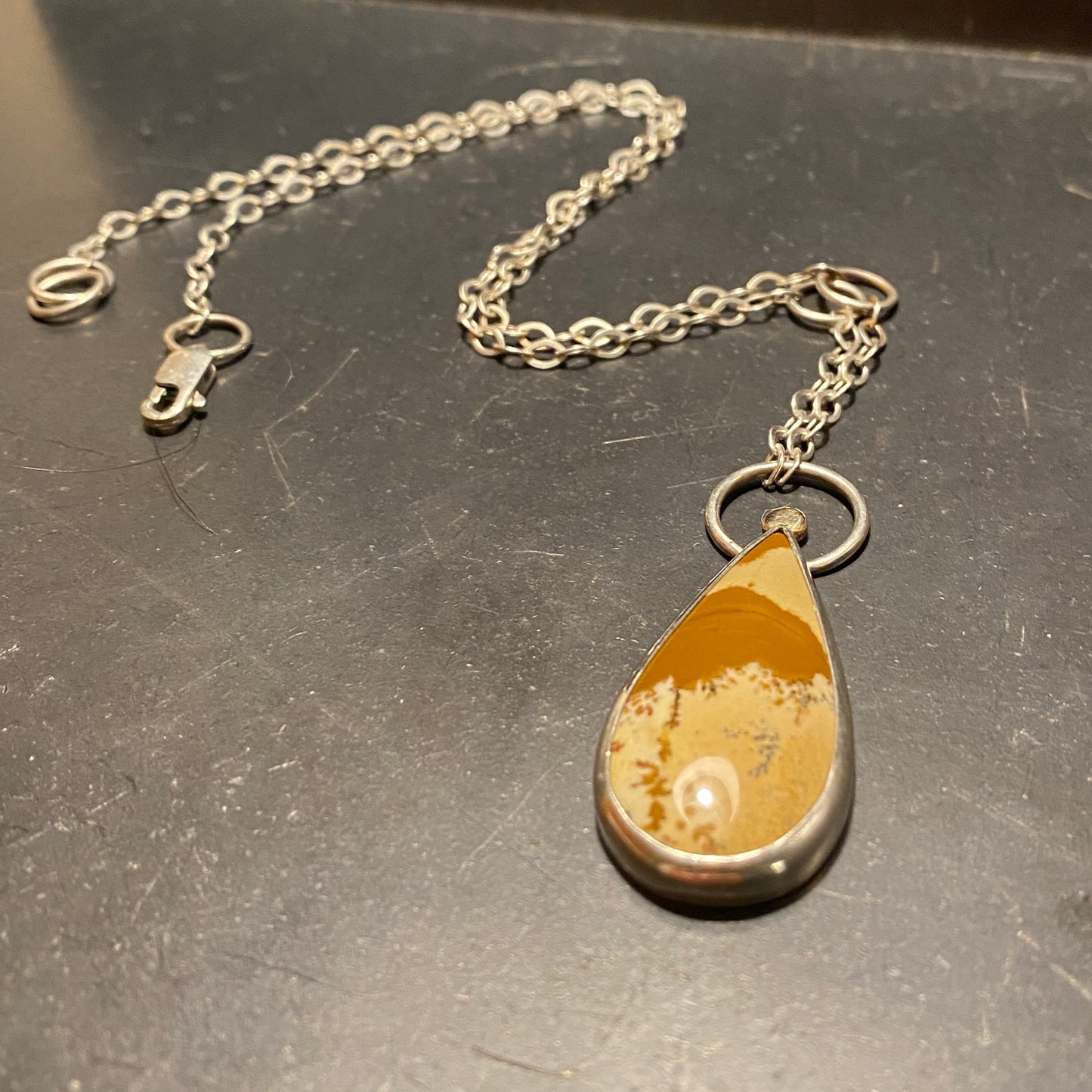 Jasper Pendant with Gold Sun