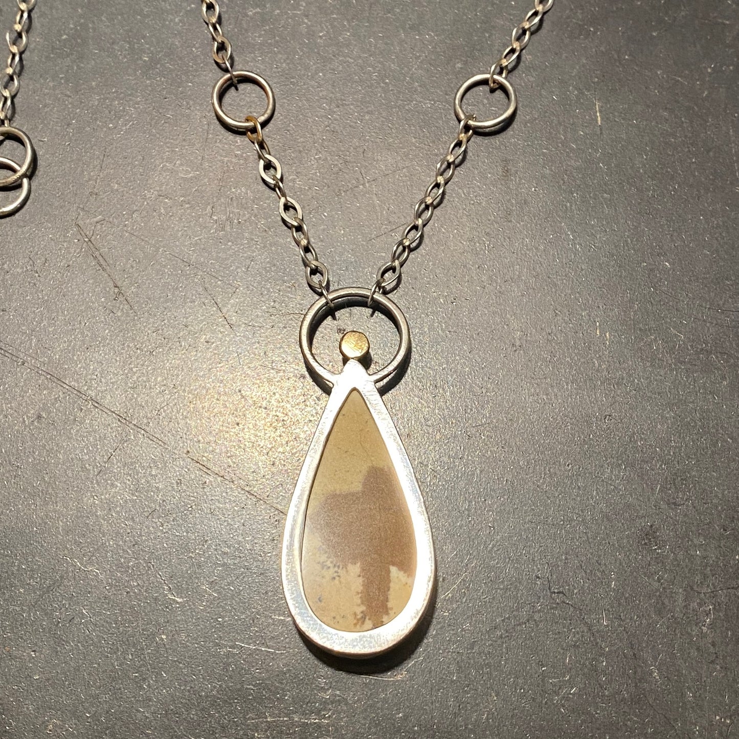 Jasper Pendant with Gold Sun