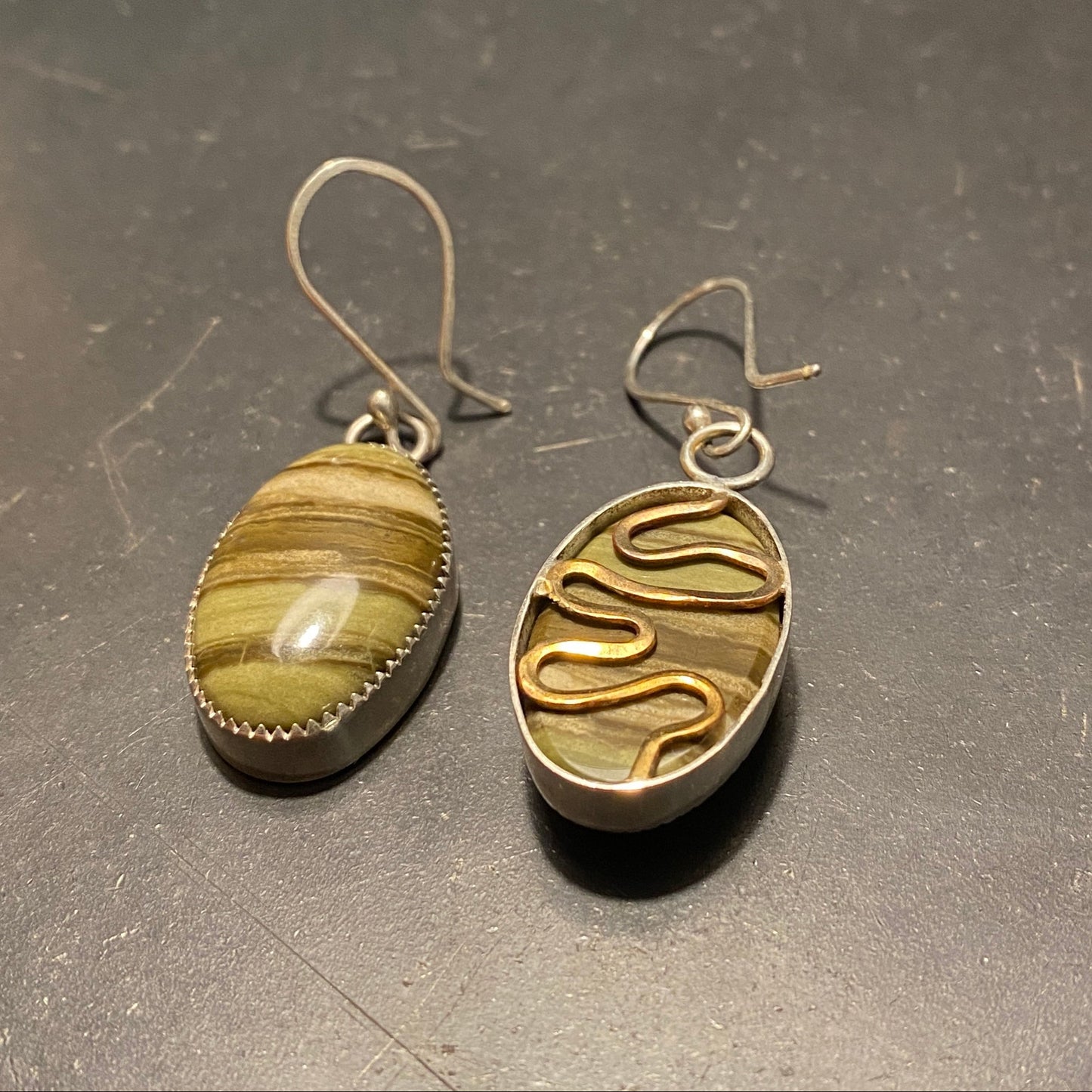 Jasper Earrings with Brass Back
