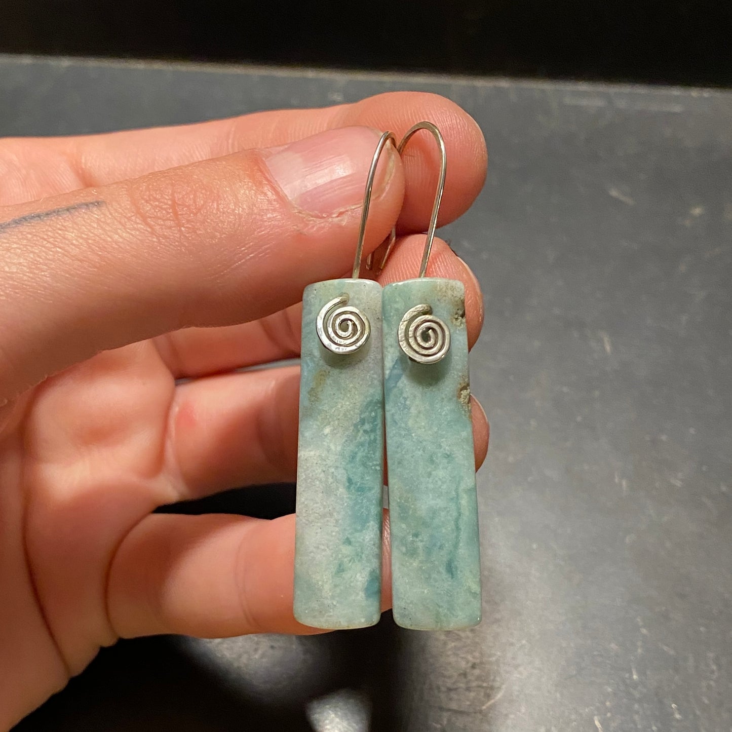 Spiral Amazonite Earrings